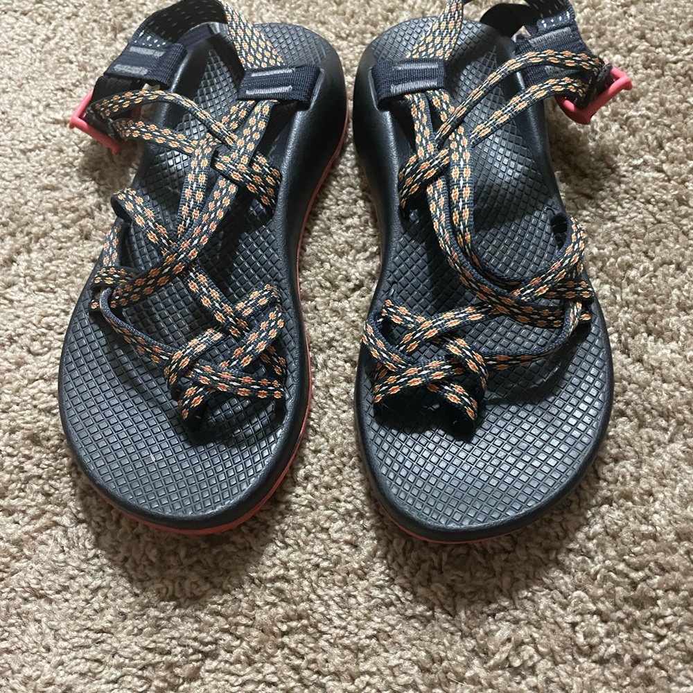 Black and Orange Strappy Sandals
